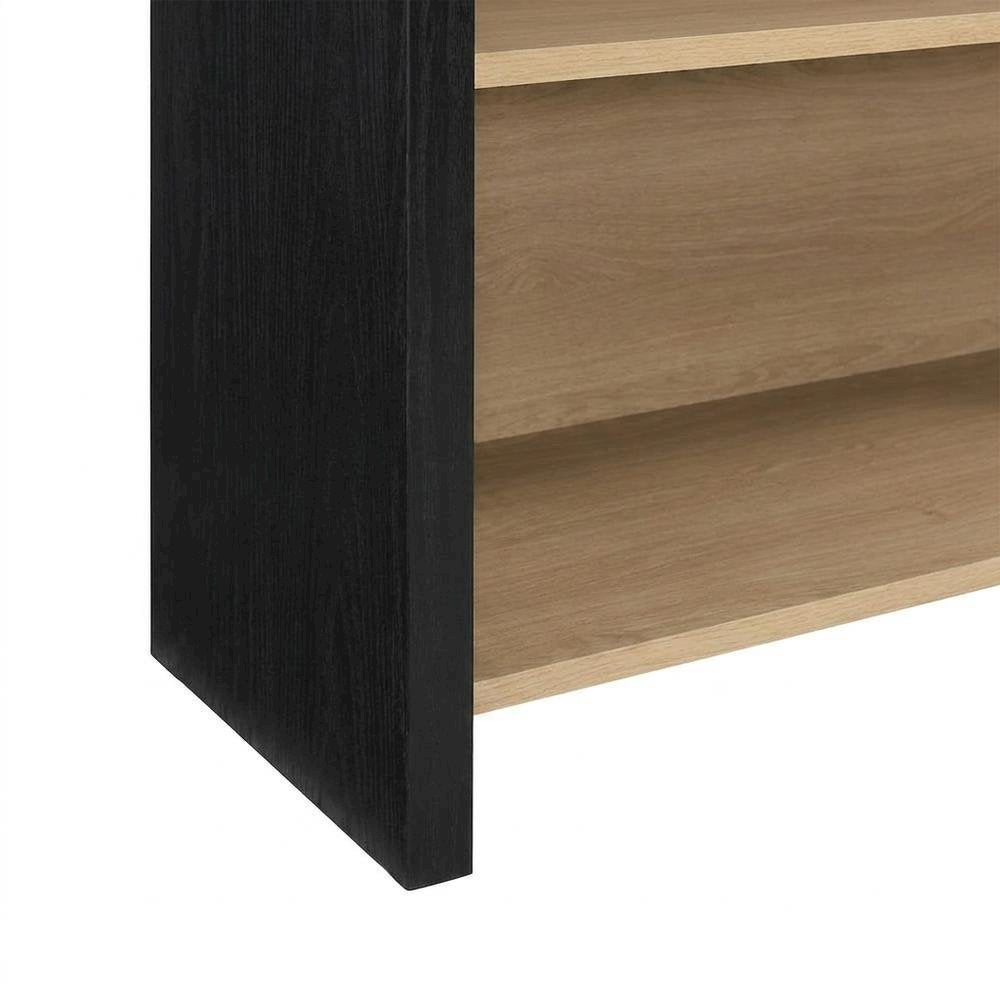 Arched Wide Bookcase Display Cabinet with Wooden Finish Storage Cabinet, Black