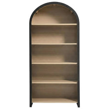 Arched Wide Bookcase Display Cabinet with Wooden Finish Storage Cabinet, Black