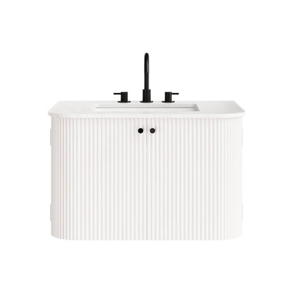 Zia 30" Wall-Mount Bathroom Vanity with Marble Sink
