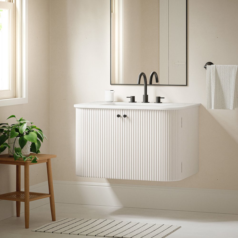 Zia 30" Wall-Mount Bathroom Vanity with Marble Sink