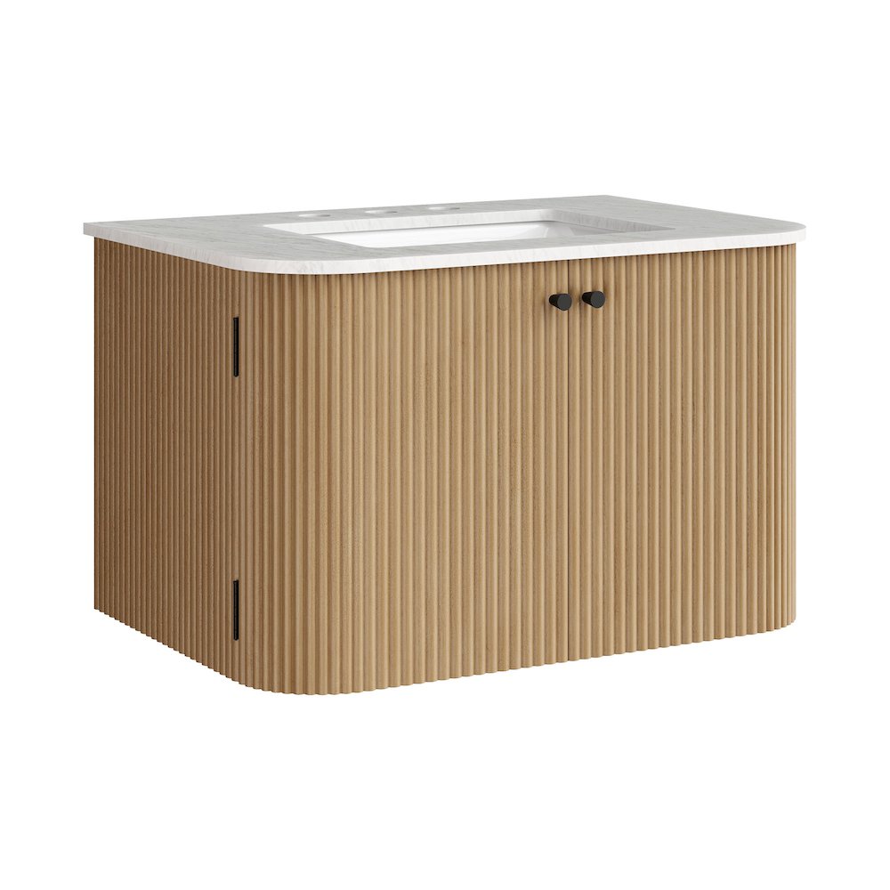 Zia 30" Wall-Mount Bathroom Vanity with Marble Sink