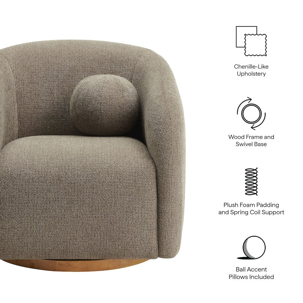 Holland Swivel Chenille Fabric Armchair