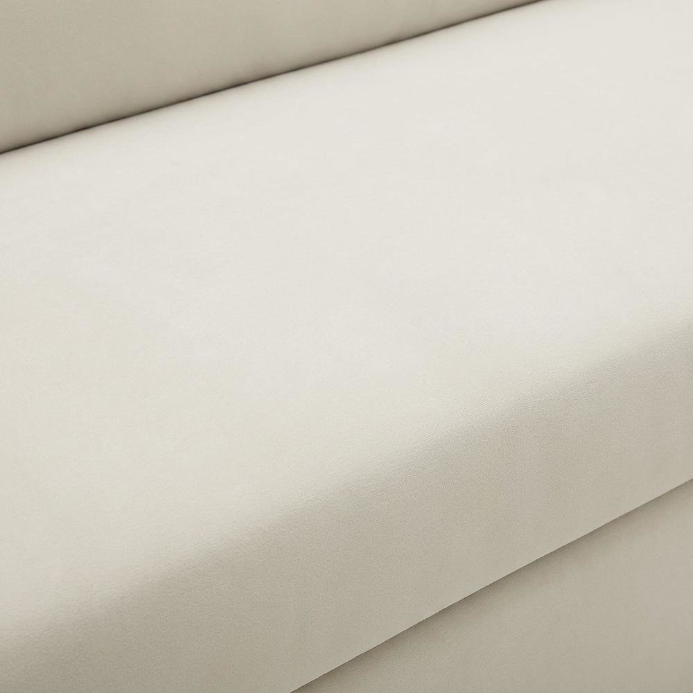 Performance Velvet Sofa, Comfy Modern Couch for Living Room, Alabaster