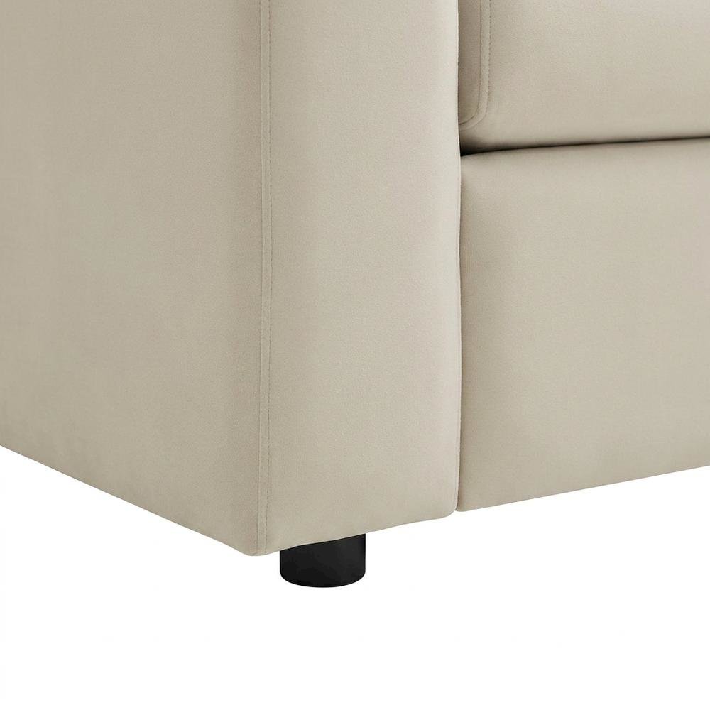 Performance Velvet Sofa, Comfy Modern Couch for Living Room, Alabaster
