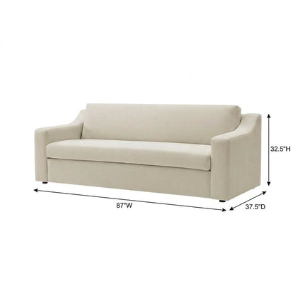 Performance Velvet Sofa, Comfy Modern Couch for Living Room, Alabaster