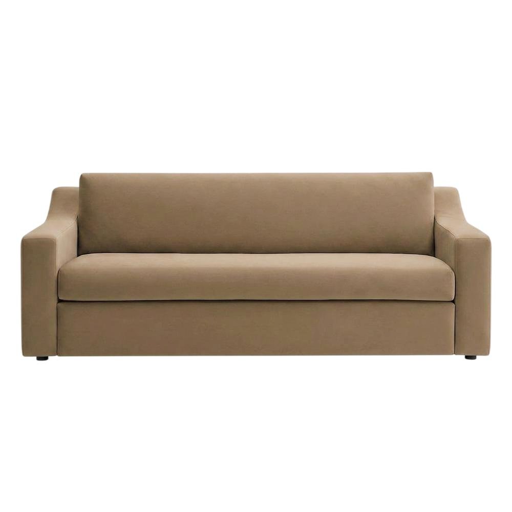 Performance Velvet Sofa, Comfy Modern Couch for Living Room, Taupe
