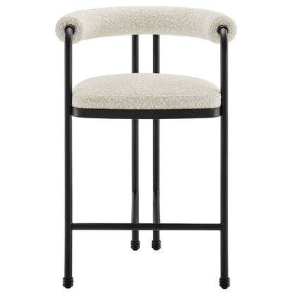 Turin Curved Back Boucle and Metal Counter Stool
