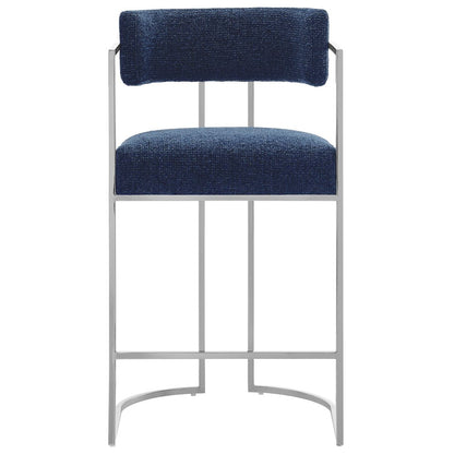 Huron Curved Back Fabric and Metal Counter Stool