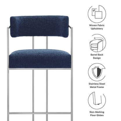 Huron Curved Back Fabric and Metal Counter Stool