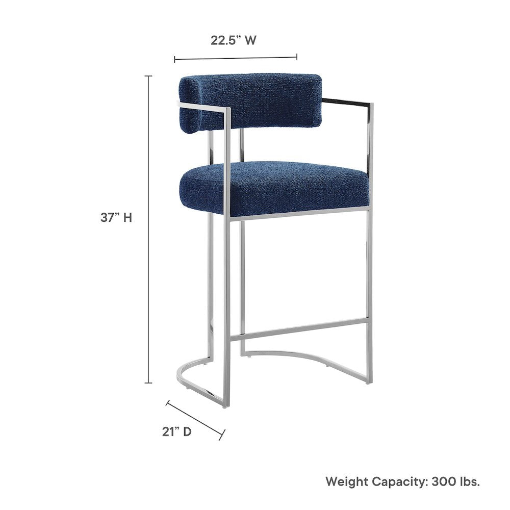 Huron Curved Back Fabric and Metal Counter Stool