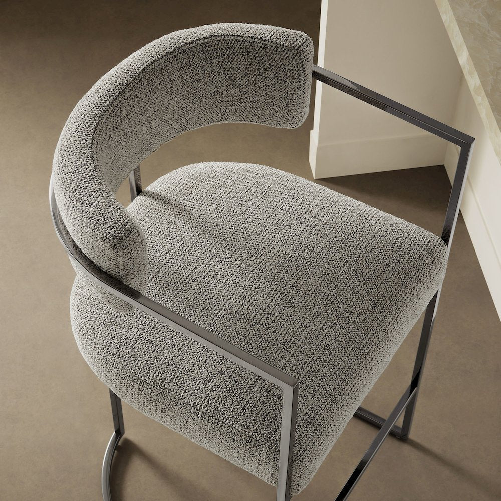 Huron Curved Back Fabric and Metal Counter Stool