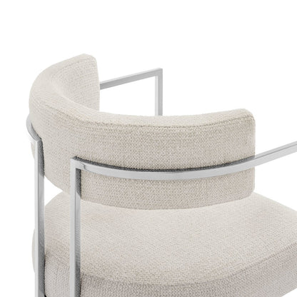 Huron Curved Back Fabric and Metal Dining Accent Chair