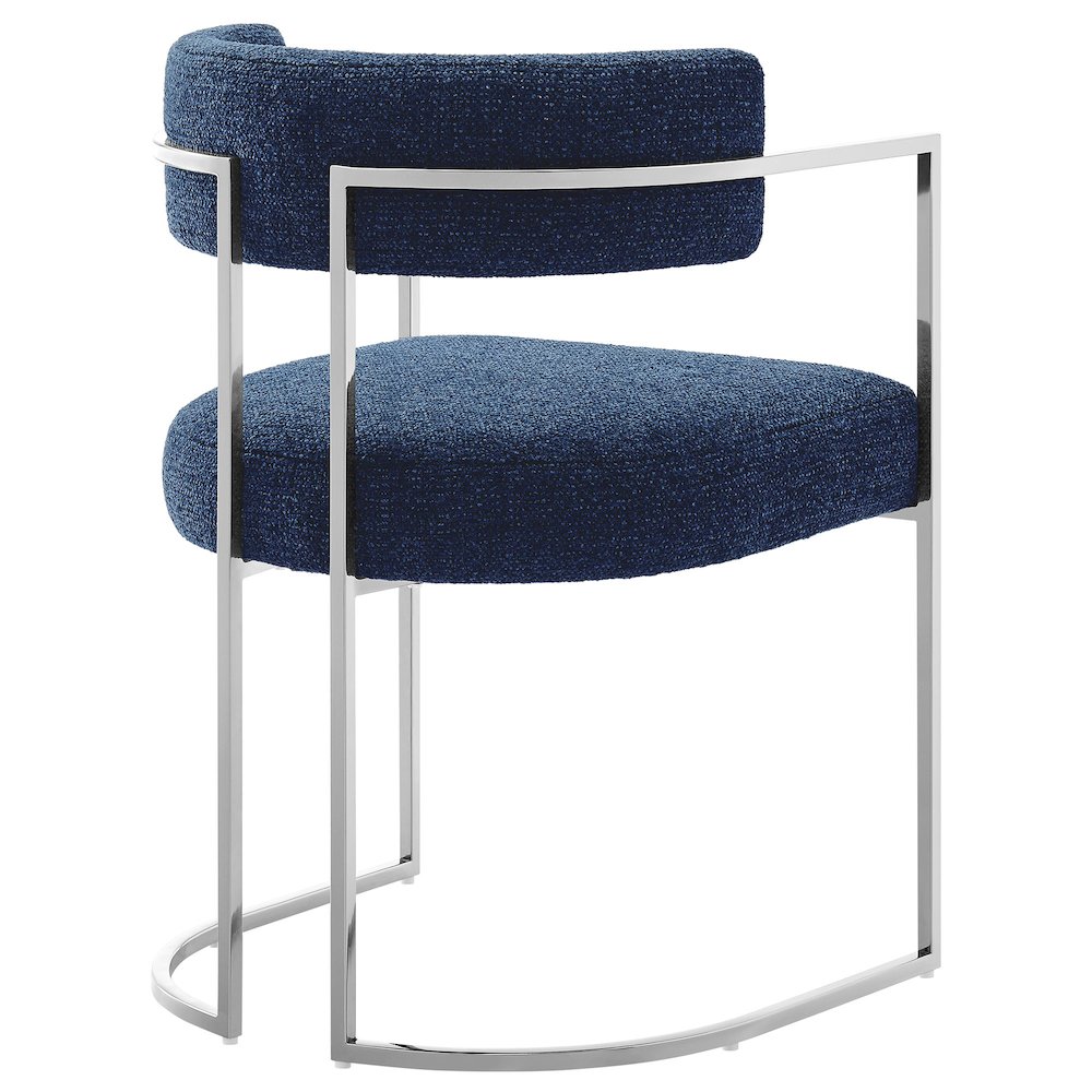 Huron Curved Back Fabric and Metal Dining Accent Chair