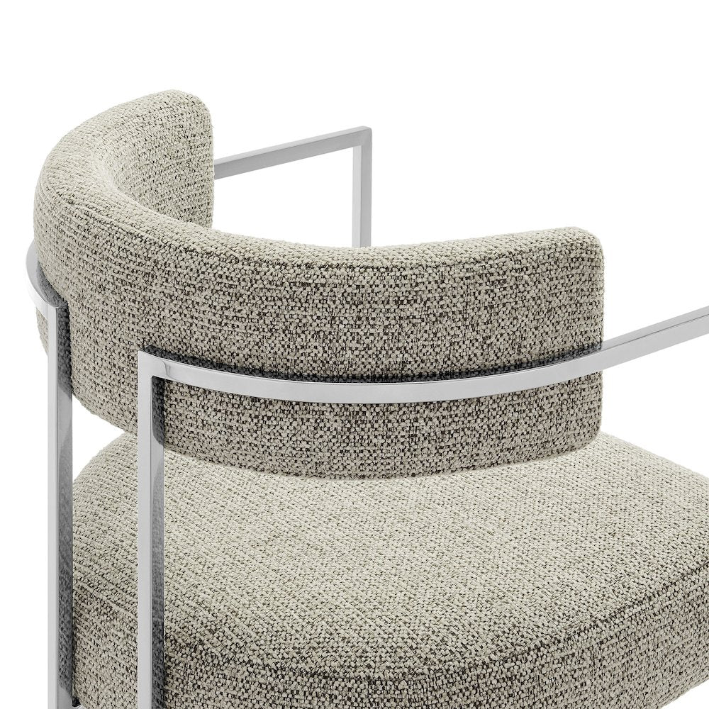 Huron Curved Back Fabric and Metal Dining Accent Chair