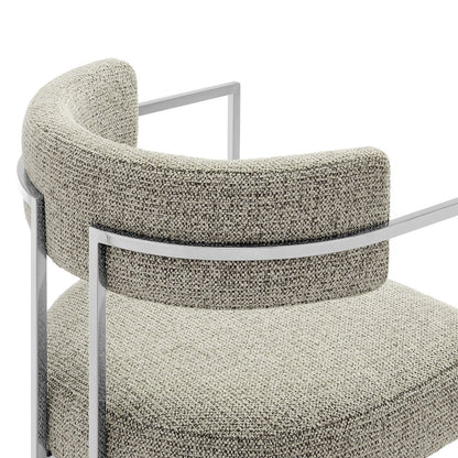 Huron Curved Back Fabric and Metal Dining Accent Chair