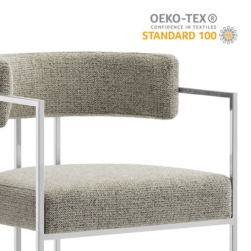 Huron Curved Back Fabric and Metal Dining Accent Chair