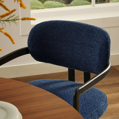 Elio Barrel Fabric and Metal Dining Chair