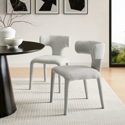 Stellan Curved Back Boucle Upholstered Dining Chair Set of 2