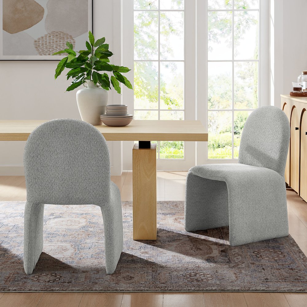 Junia Boucle Upholstered Arch Armless Dining Chair