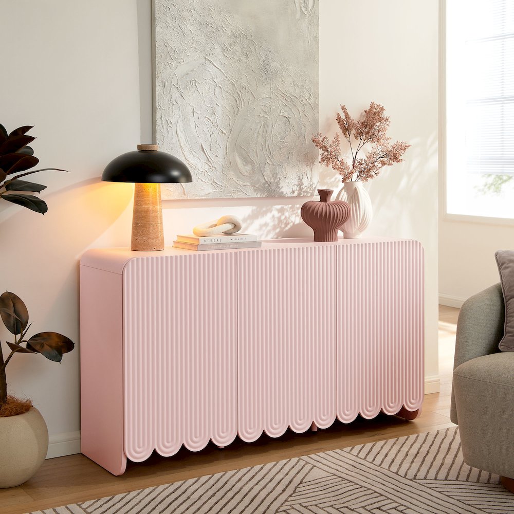 Dahlia Fluted and Scalloped Sideboard Storage Cabinet