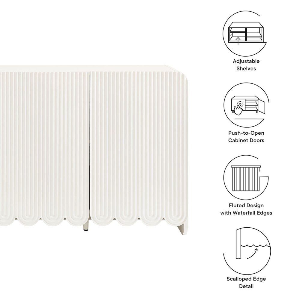 Dahlia Fluted and Scalloped Sideboard Storage Cabinet