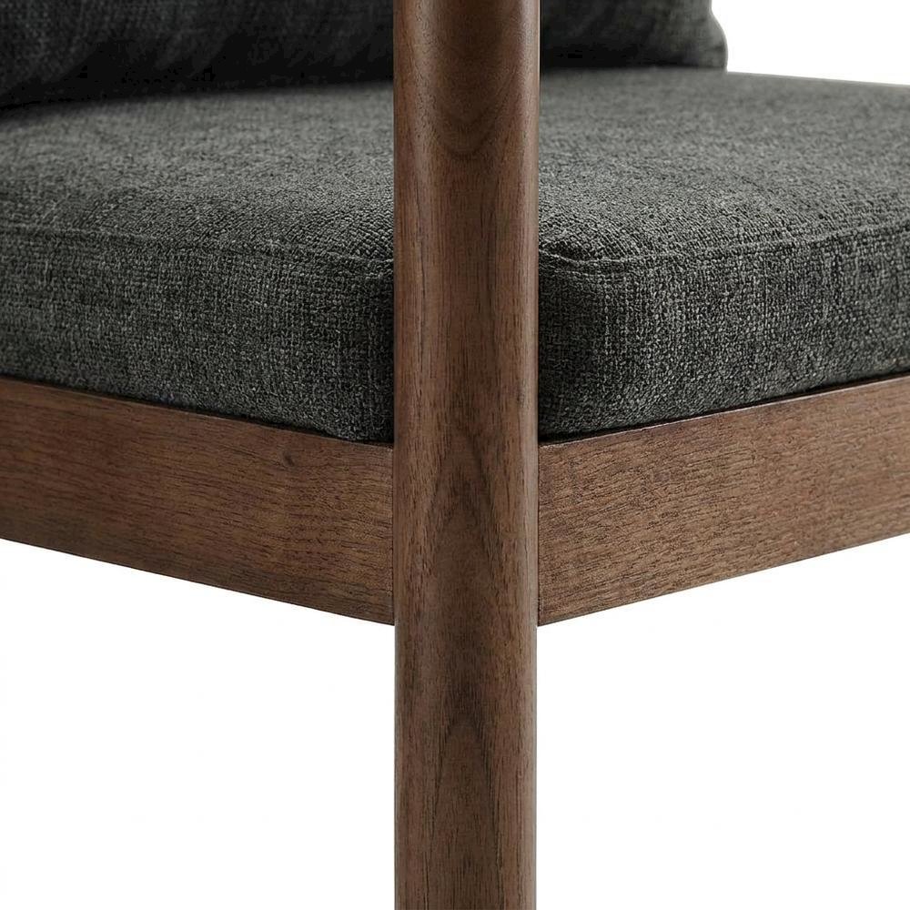 Wood Dining Armchair with Cushioned Seat for Kitchen or Dining Room, Charcoal