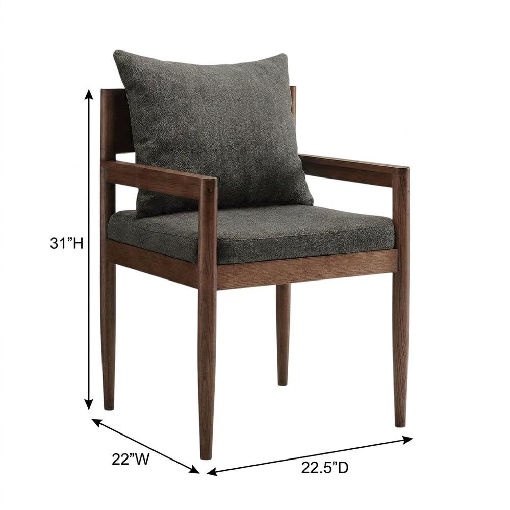 Wood Dining Armchair with Cushioned Seat for Kitchen or Dining Room, Charcoal