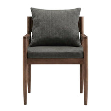 Wood Dining Armchair with Cushioned Seat for Kitchen or Dining Room, Charcoal