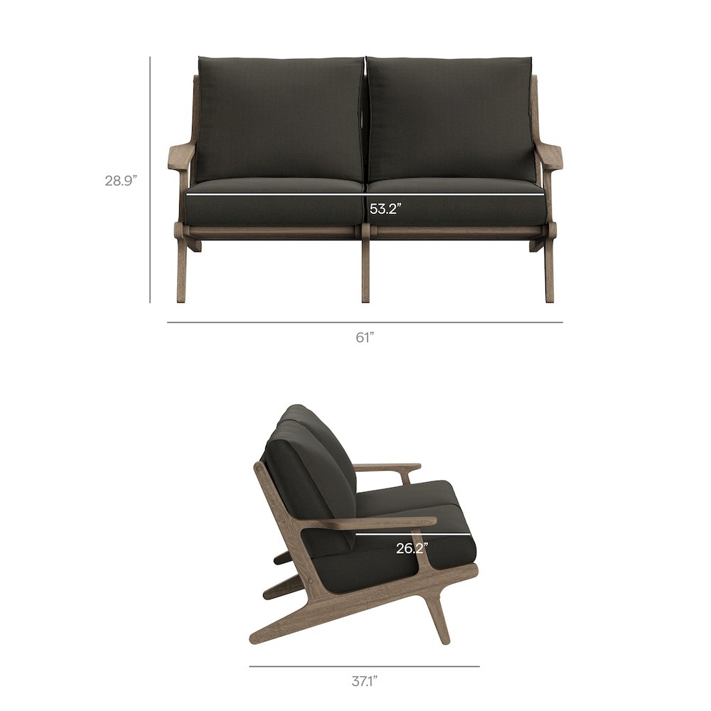 Saratoga Outdoor Patio Teak Wood Loveseat