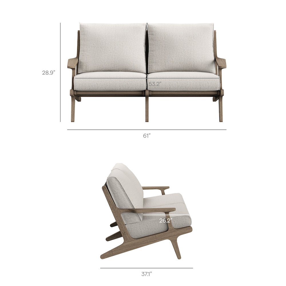 Saratoga Outdoor Patio Teak Wood Loveseat