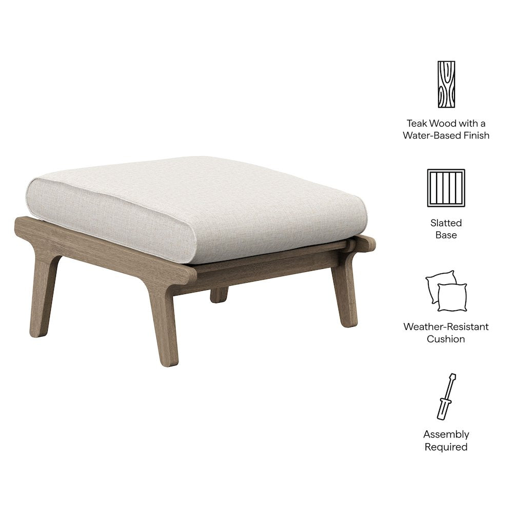 Saratoga Outdoor Patio Teak Ottoman