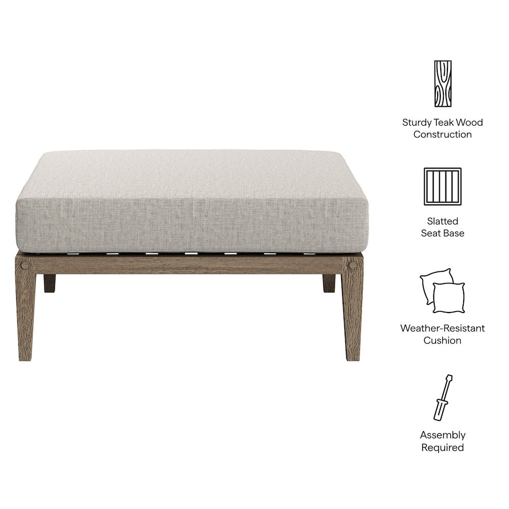 Northlake Outdoor Patio Teak Ottoman