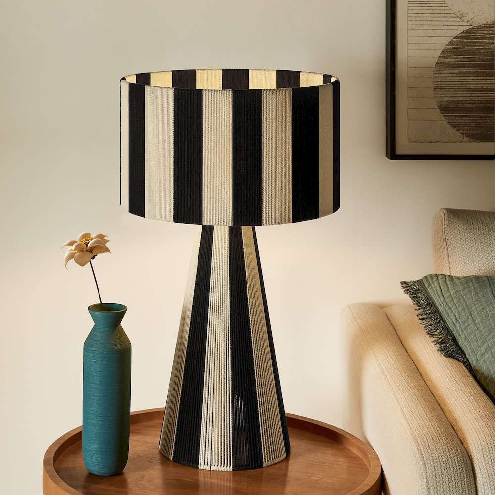 Renae Handwoven Cotton Thread Striped Table Lamp