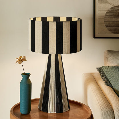 Renae Handwoven Cotton Thread Striped Table Lamp