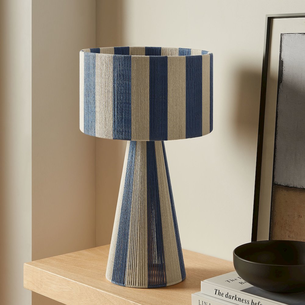 Renae Handwoven Cotton Thread Striped Table Lamp