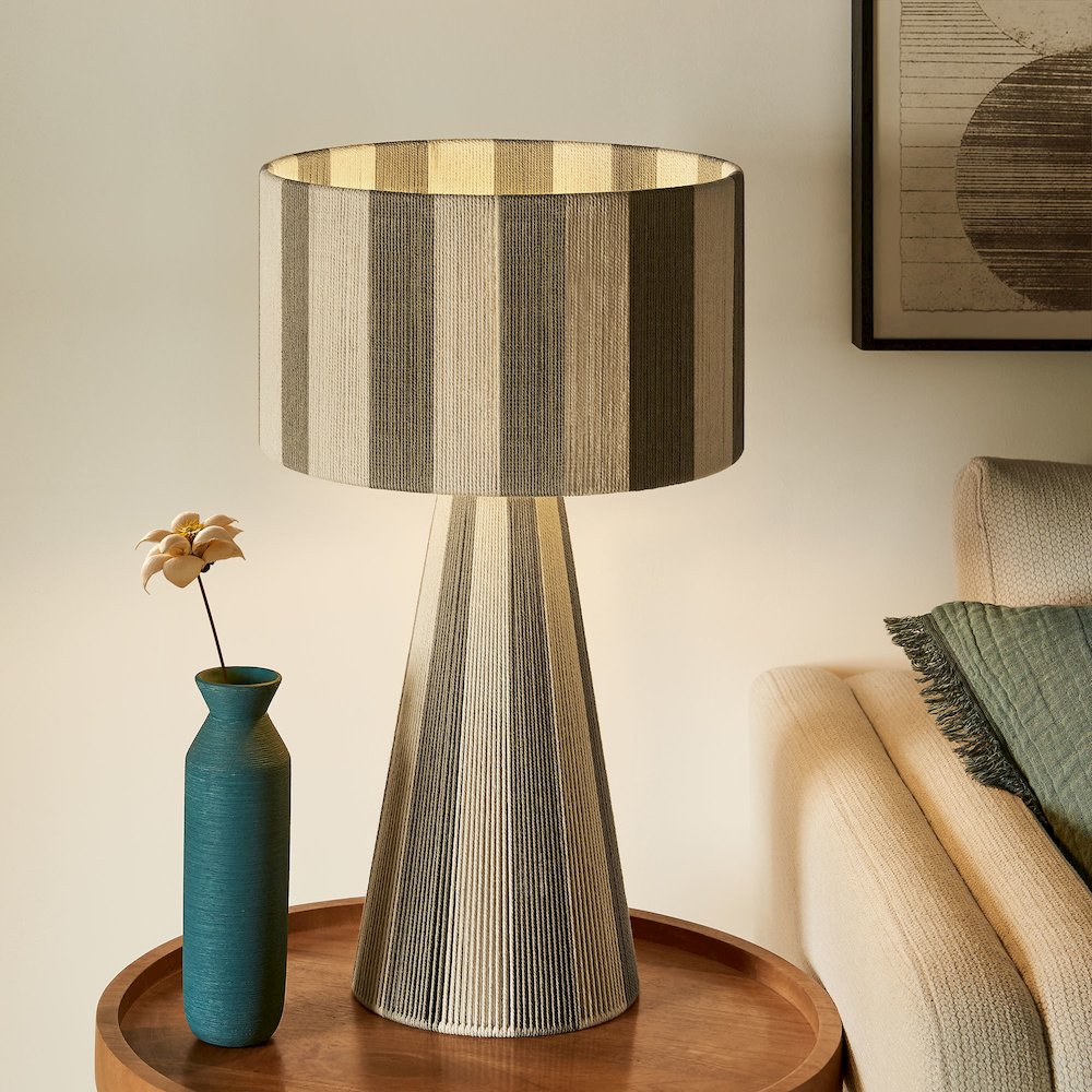 Renae Handwoven Cotton Thread Striped Table Lamp