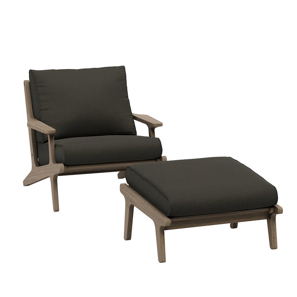 Saratoga Outdoor Patio Teak Wood Chair and Ottoman Set