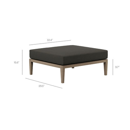Northlake Outdoor Patio Teak Wood Loveseat and Ottoman Set