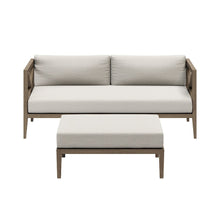 Northlake Outdoor Patio Teak Wood Loveseat and Ottoman Set