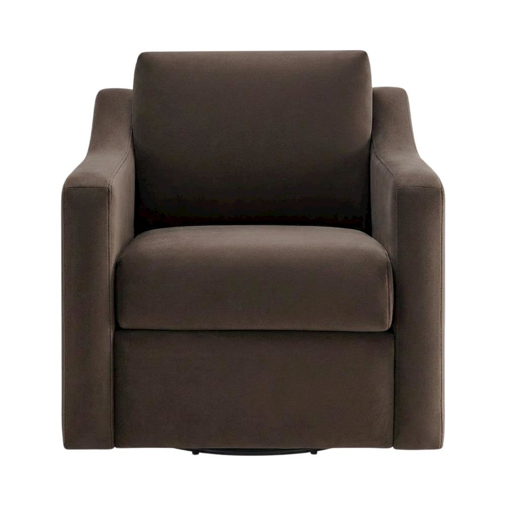 Performance Velvet Swivel Accent Armchair for Living Room, Bedroom, Chocolate