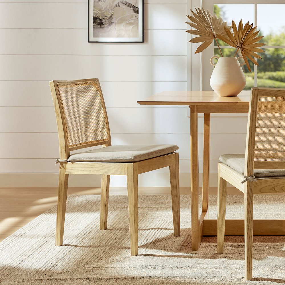 Ovard Wood and Rattan Dining Chair