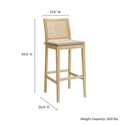 Ovard Wood and Rattan Bar Stool