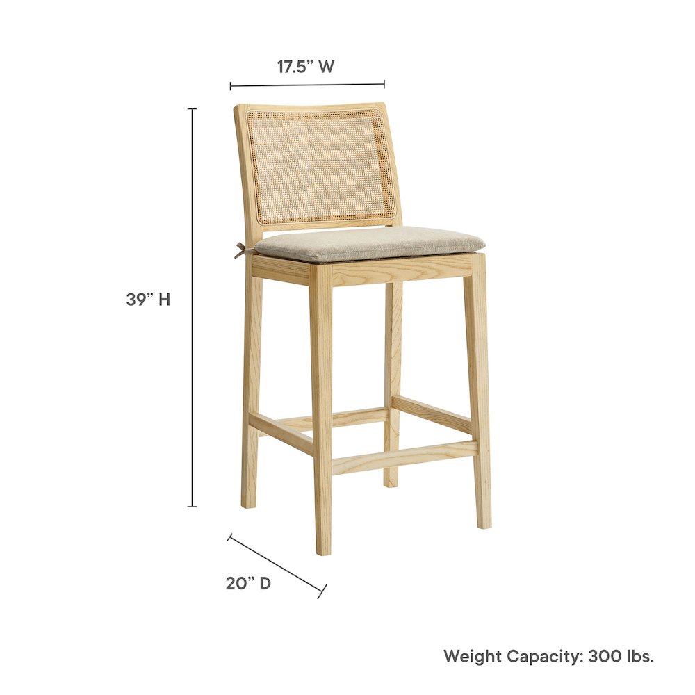 Ovard Wood and Rattan Counter Stool