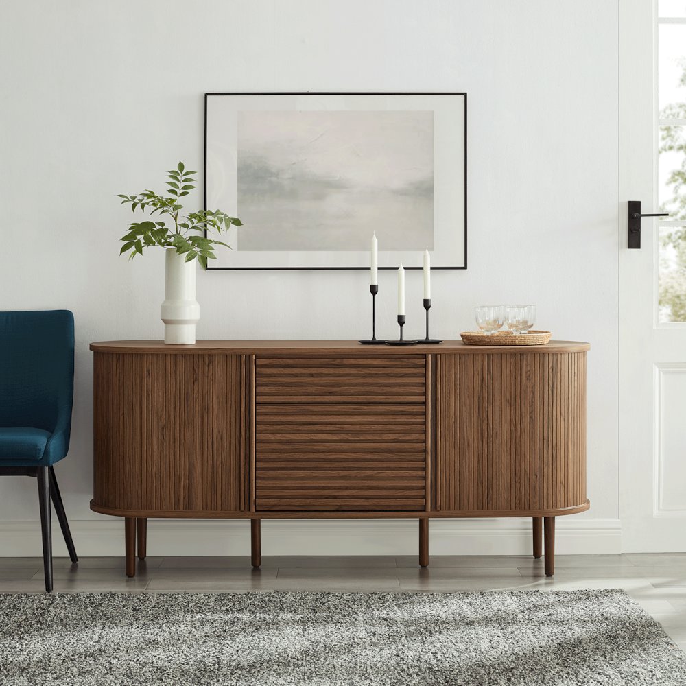 Harlan 67" Fluted Oval Sideboard Cabinet