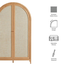 Calista 79" Tall Wide Rattan Arched Storage Cabinet