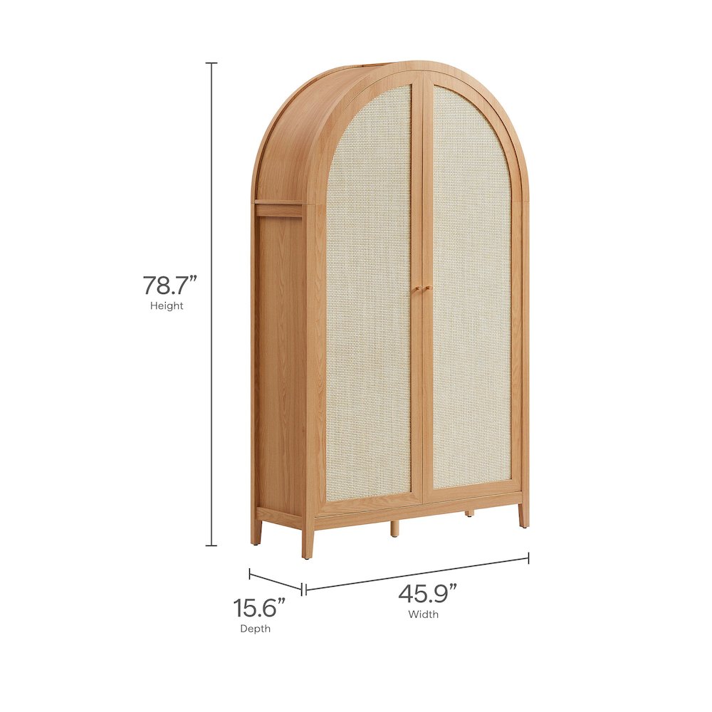 Calista 79" Tall Wide Rattan Arched Storage Cabinet