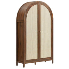Calista 79" Tall Wide Rattan Arched Storage Cabinet