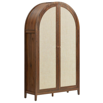 Calista 79" Tall Wide Rattan Arched Storage Cabinet