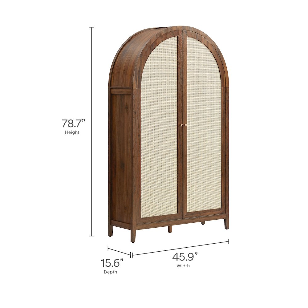 Calista 79" Tall Wide Rattan Arched Storage Cabinet