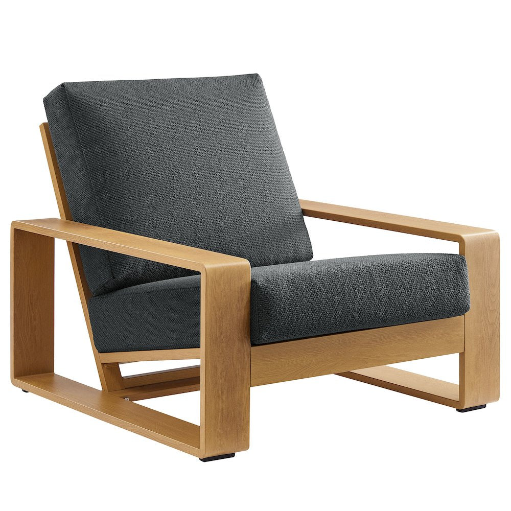 Lirienne Outdoor Patio Aluminum Faux Wood Armchair